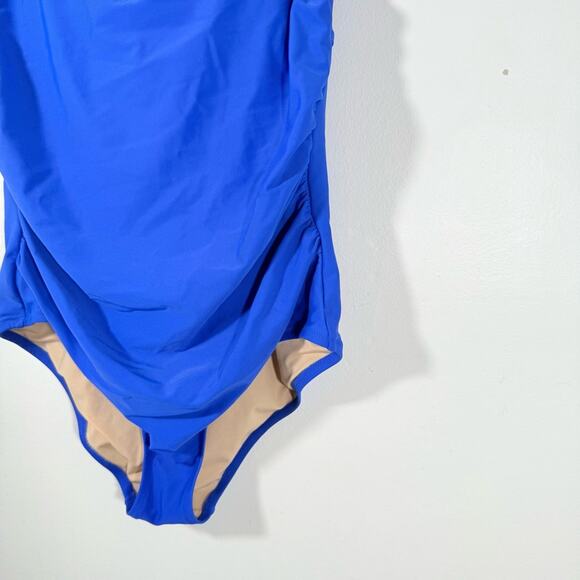J. Crew Royal Blue Strapless or Halter Open Back One Piece Swim Medium H5398 - Picture 5 of 11